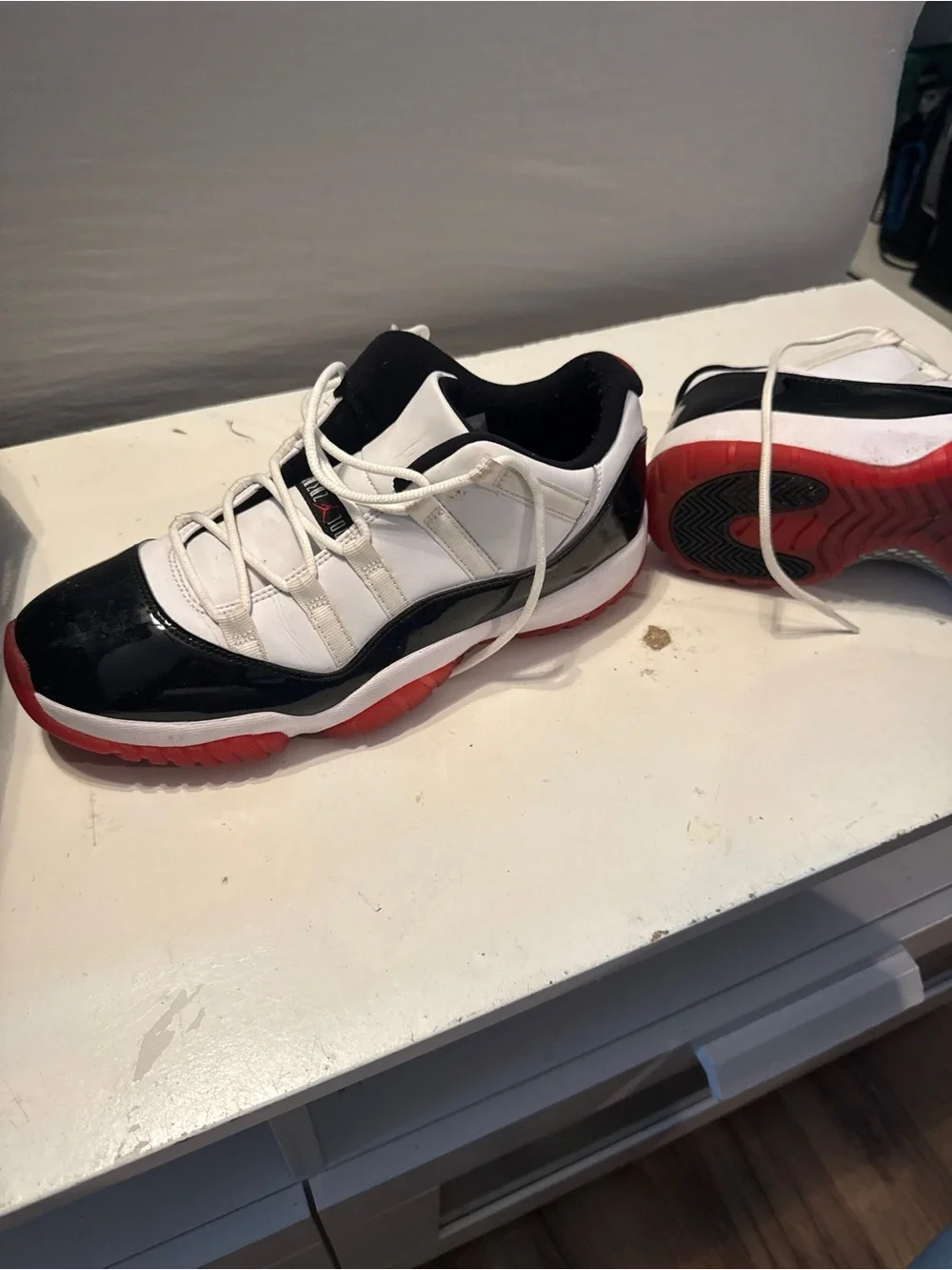 Air Jordan 11 Retro Low 'White Bred' | Men's Size 10.5 | White/Black/Red